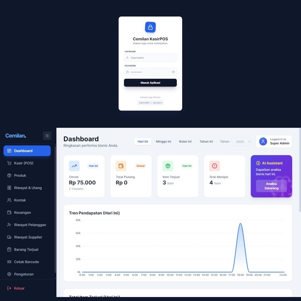 Aplikasi Kasir CemilanKasirPOS Nusantara, Aplikasi Kasir, Sistem Point of Sale