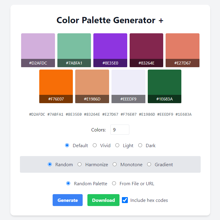 Random Color Palette Generator