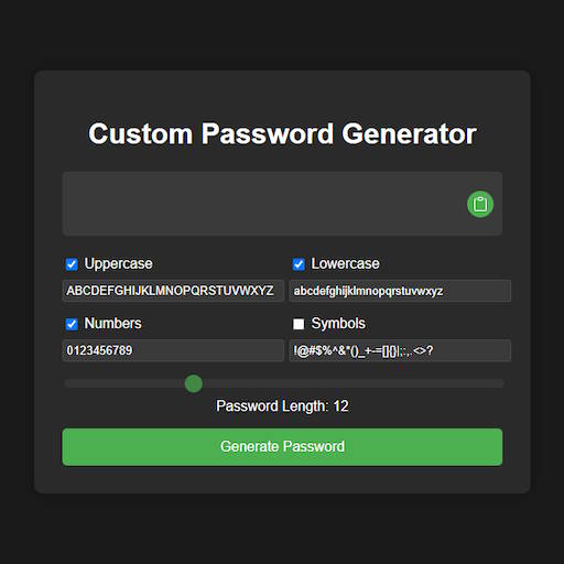 Custom Password Generator