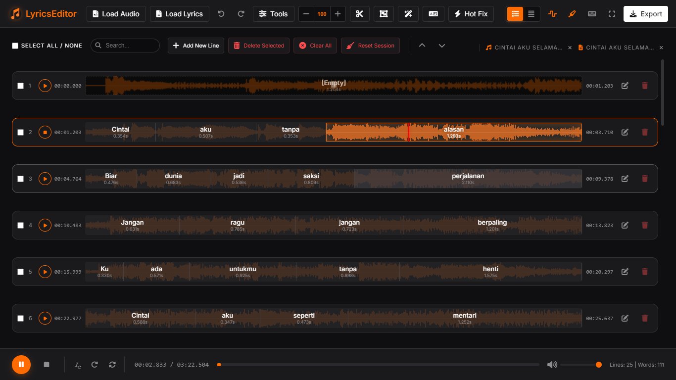 Free and Open Source Lyrics Editor. Support LRC, eLRC, TTML, SRT, VTT, etc.