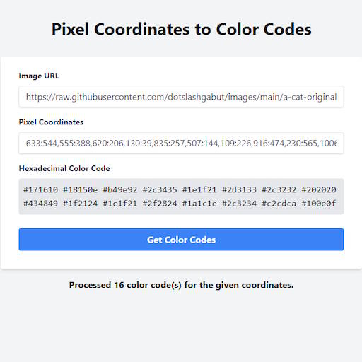 Pixel Coordinates to Color Codes