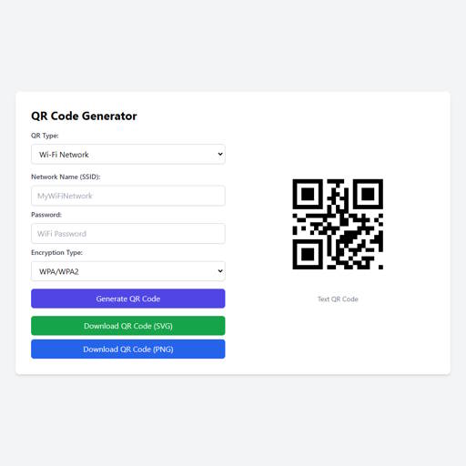 QR Code Generator with Download as SVG and PNG